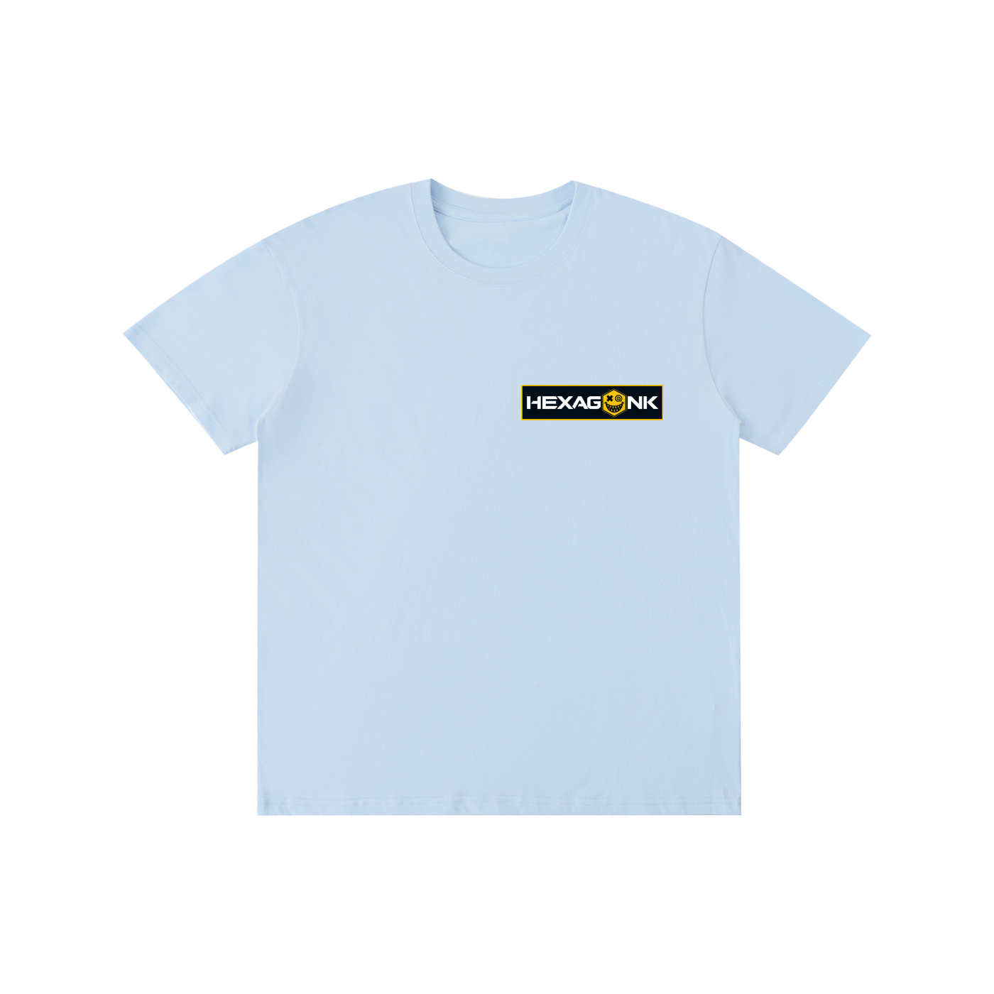 Hexagonk Anomaly Code Side Quest Graphic Tee in Sky Blue, front view