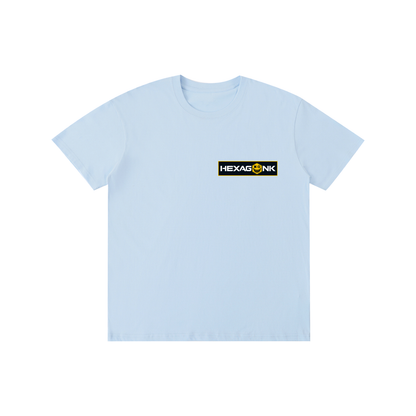 Hexagonk Anomaly Code Side Quest Graphic Tee in Sky Blue, front view