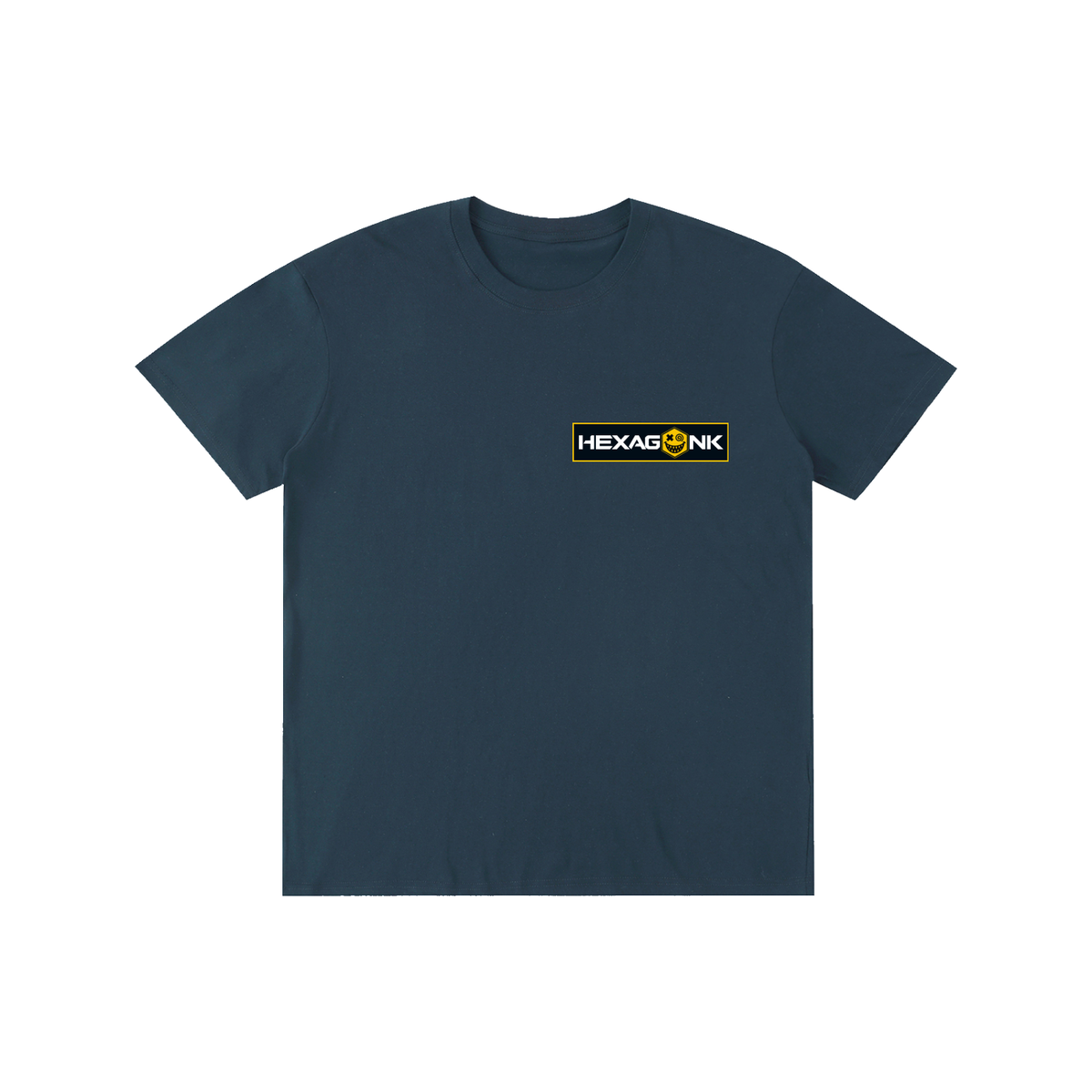 Hexagonk Anomaly Code Side Quest Graphic Tee in Navy Blue, front view