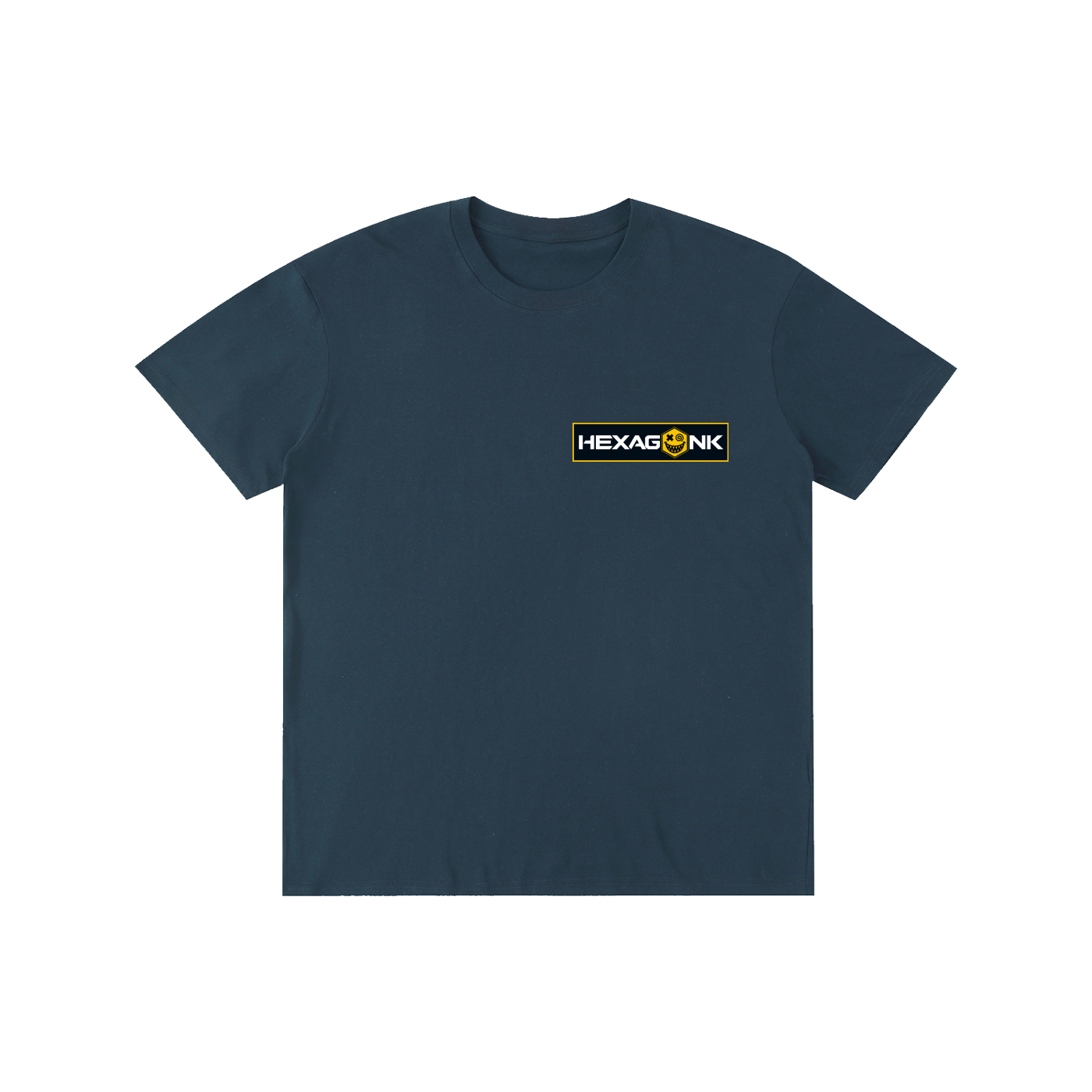 Hexagonk Anomaly Code Side Quest Graphic Tee in Navy Blue, front view