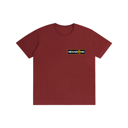 Hexagonk Anomaly Code Side Quest Graphic Tee in Wine Red, front view