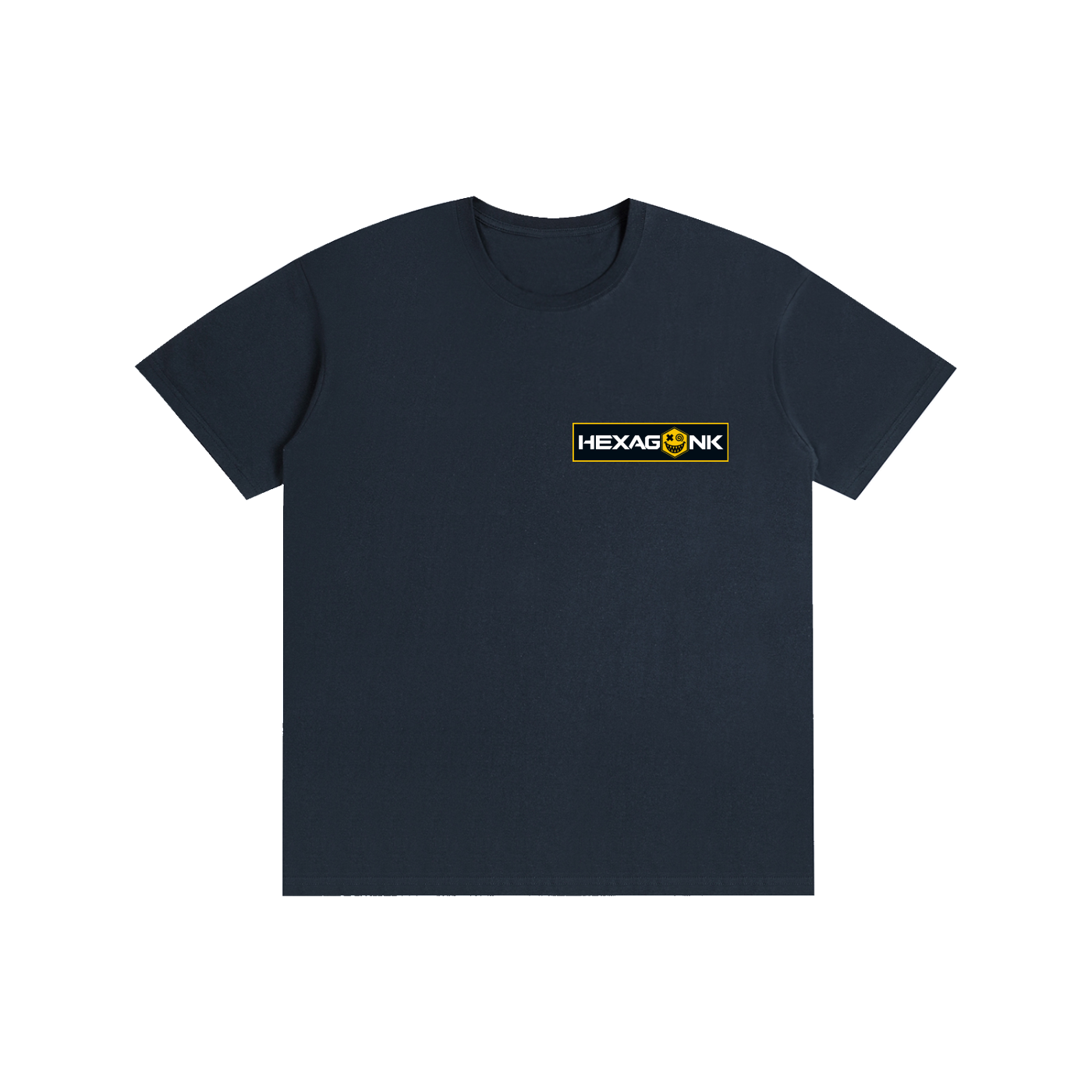 Hexagonk Anomaly Code Side Quest Graphic Tee in Dark Blue, front view