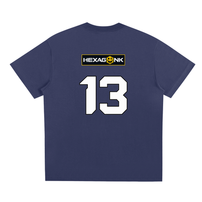 Chapter I — The Anomaly: Number 13 Two-Sided Graphic Tee in Misty Purple, back view