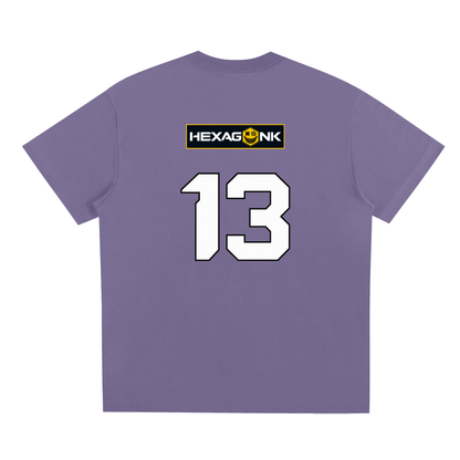 Chapter III — Escape: Number 13 Two-Sided Graphic Tee in Dark Gray, back view