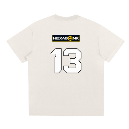 Chapter I — The Anomaly: Number 13 Two-Sided Graphic Tee in Gray, back view