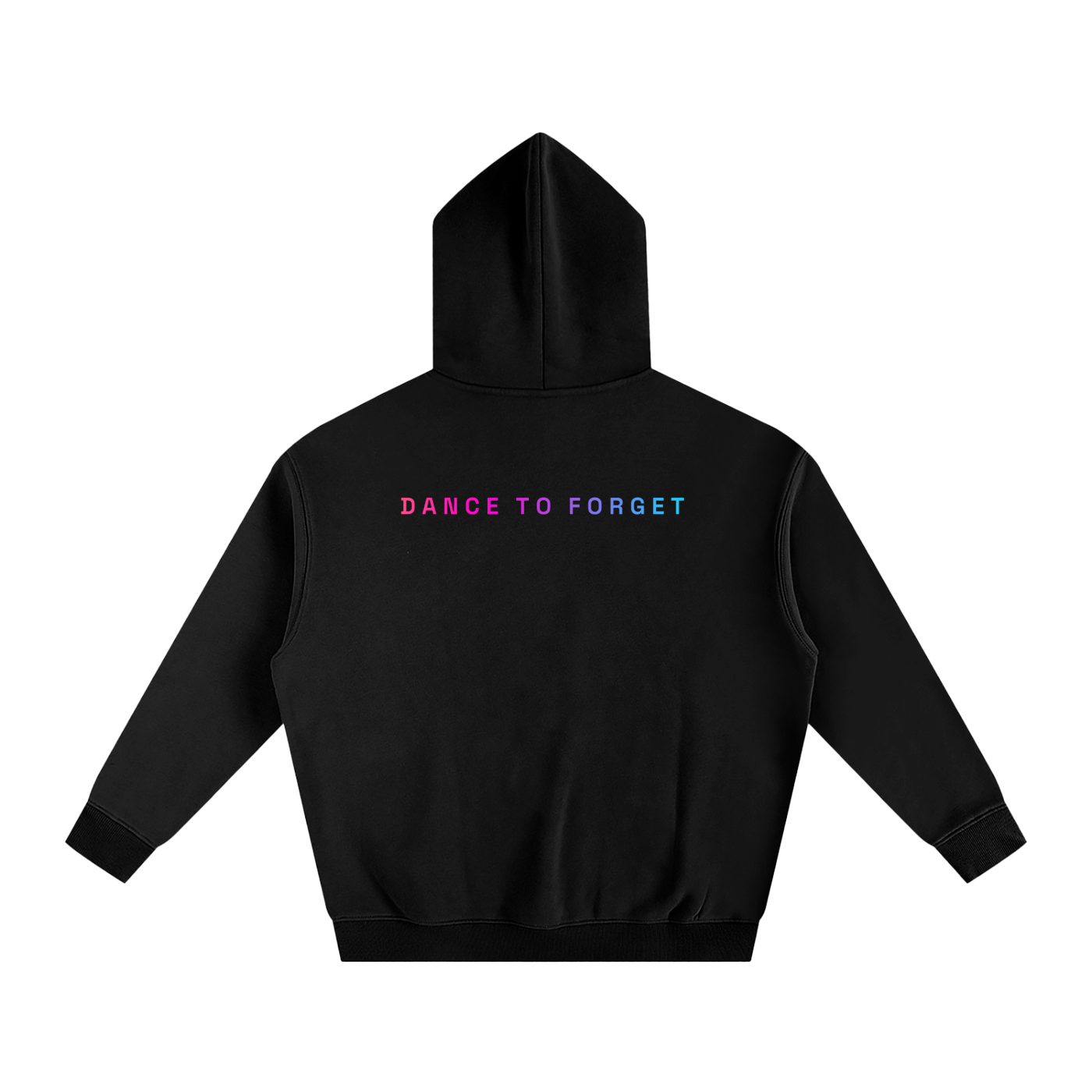 Back view of the After Hours Dance To Forget black hoodie with a plain back