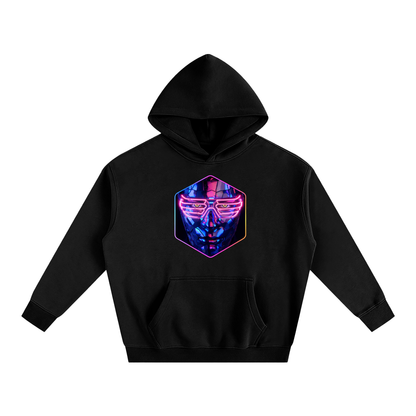 Front view of the After Hours Dance To Forget black hoodie featuring a neon fractured glass face graphic