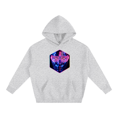 Front view of the After Hours Dance To Forget flower gray hoodie featuring a neon fractured glass face graphic