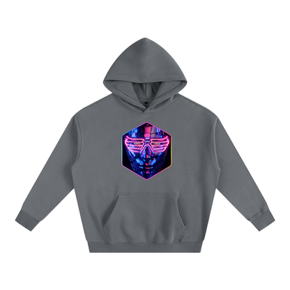 Front view of the After Hours Dance To Forget gray hoodie featuring a neon fractured glass face graphic