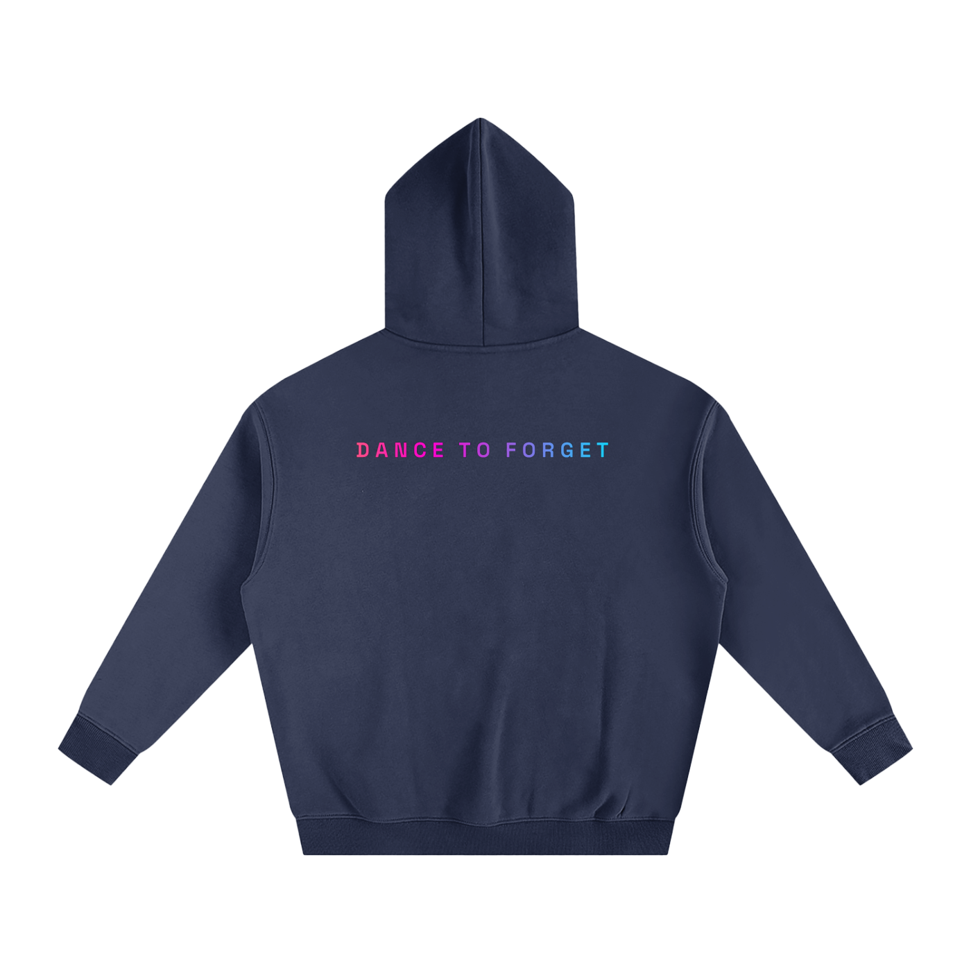 Back view of the After Hours Dance To Forget navy blue hoodie with a plain back