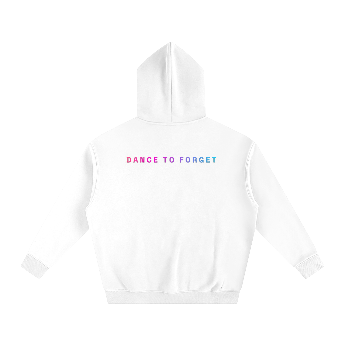 Back view of the After Hours Dance To Forget white hoodie with a plain back