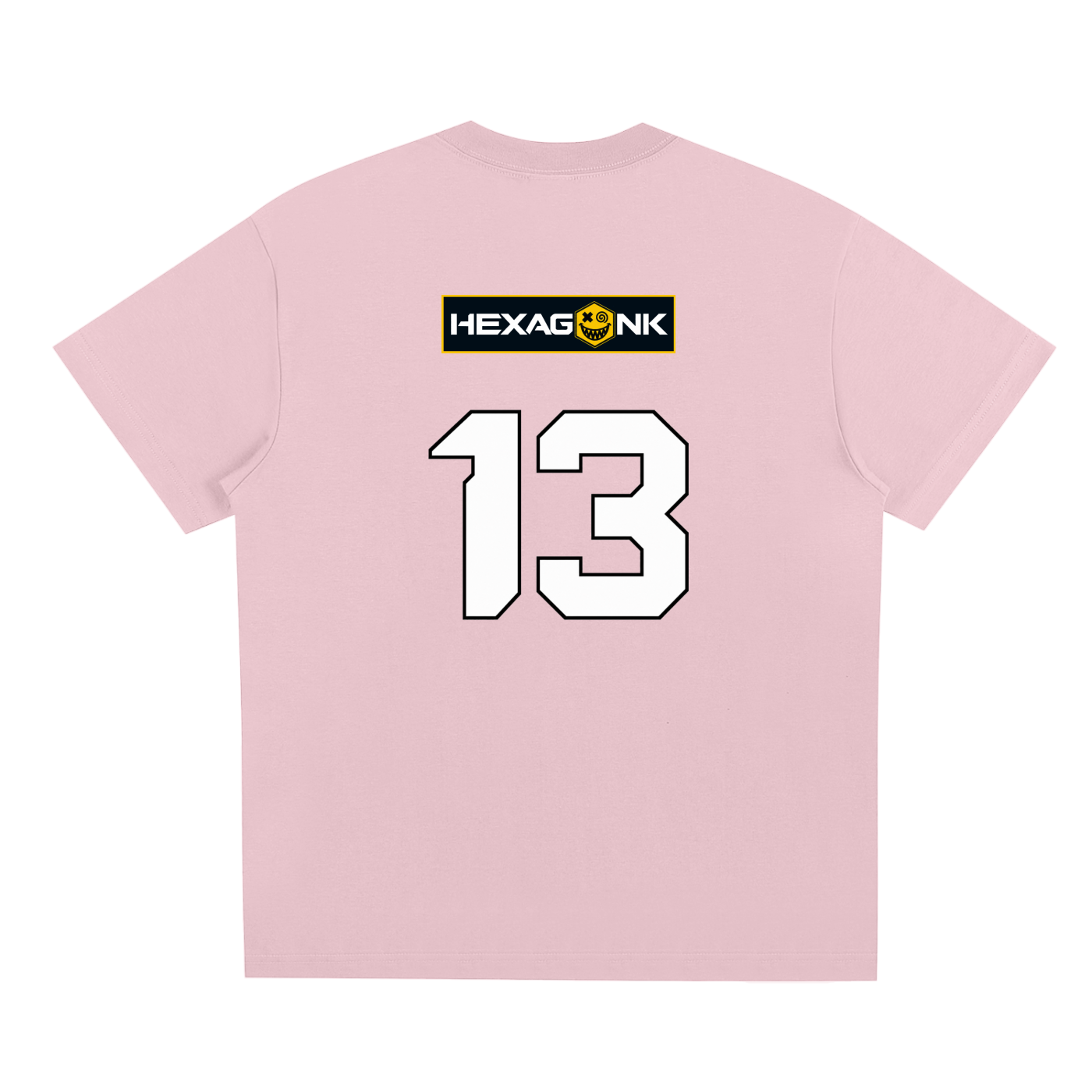 Chapter II — Overload: Number 13 Two-Sided Graphic Tee in Pink, back view