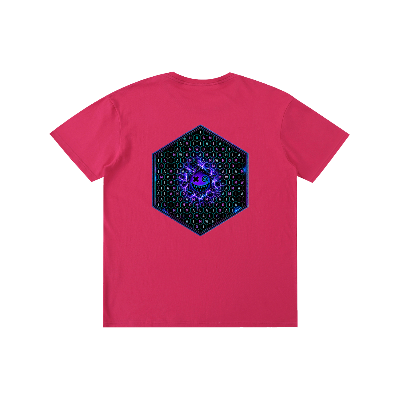 Hexagonk Anomaly Code Side Quest Graphic Tee in Rose Pink, back view