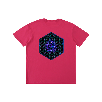 Hexagonk Anomaly Code Side Quest Graphic Tee in Rose Pink, back view