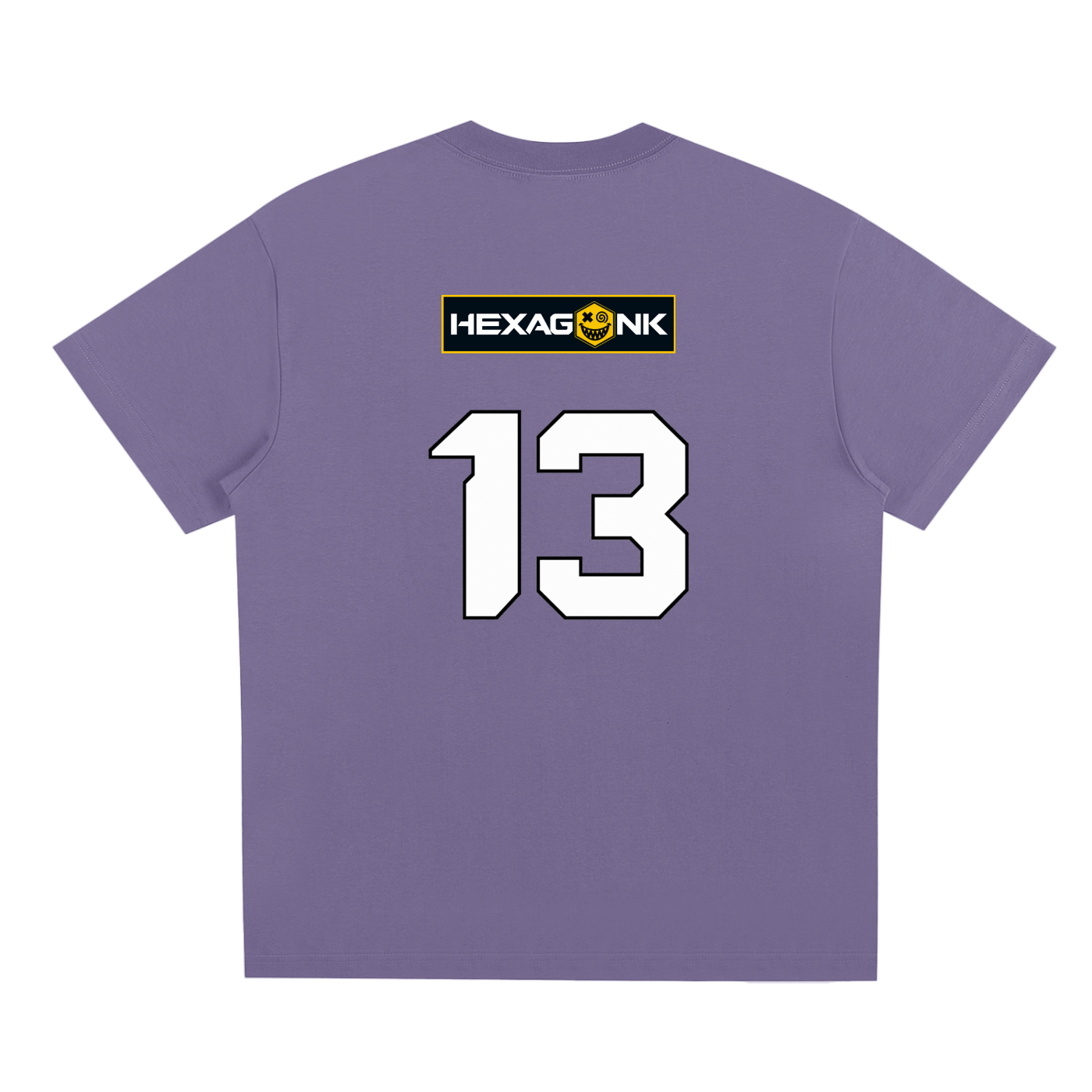 Chapter II — Overload: Number 13 Two-Sided Graphic Tee in Misty Purple, back view