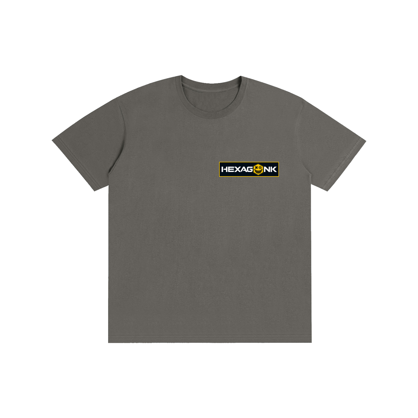 Hexagonk Anomaly Code Side Quest Graphic Tee in Charcoal Gray, front view
